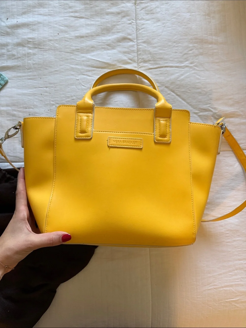 Vera Bradley Yellow Structured Satchel with Top Handles